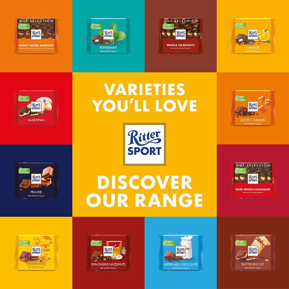 Ritter Sport - Alpine Milk Chocolate Blocks & Bars (Pack of 12, 100g Each) 4