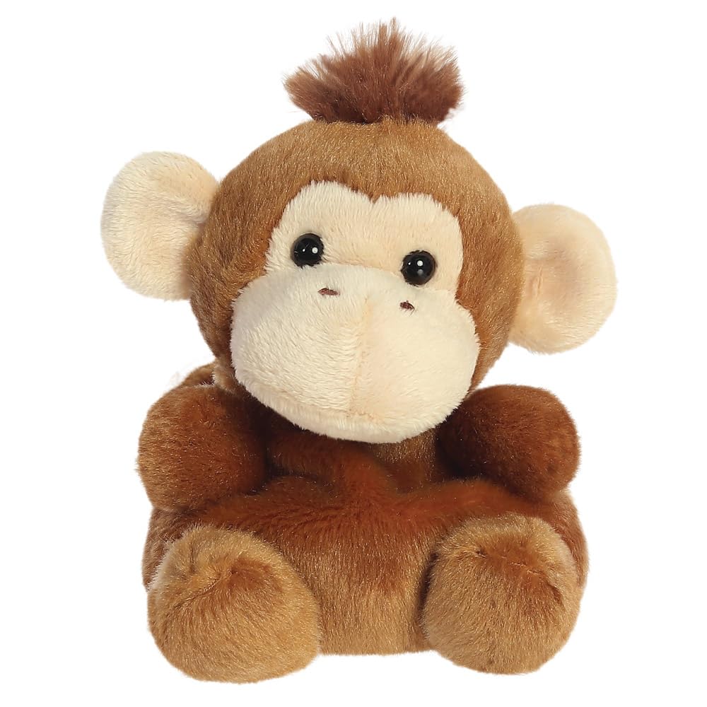 Palm Pals Boomer Monkey Soft Toy - 13cm Bean-Filled Plush, Brown & Beige