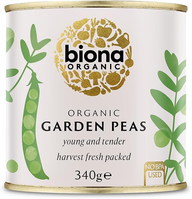 Biona Organic Garden Peas, 340g - Certified Organic, Vegan, No Added Sugar