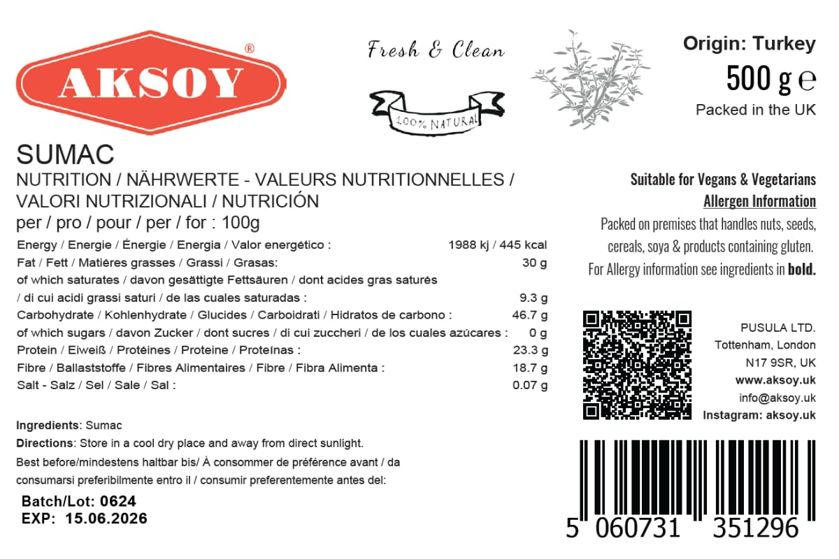 Aksoy Premium Ground Sumac 500g | 100% Natural Tangy Spice for Middle Eastern & Mediterranean Dishes 6