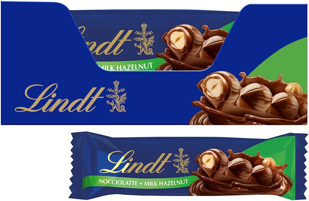 Lindt - Nocciolatte Milk Chocolate and Hazelnut Bars, 35g, Pack of 18
