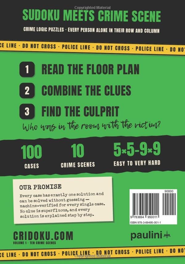 CRIDOKU Volume I - Murder Mystery Puzzle Book for Adults, 100 Cases, Paperback