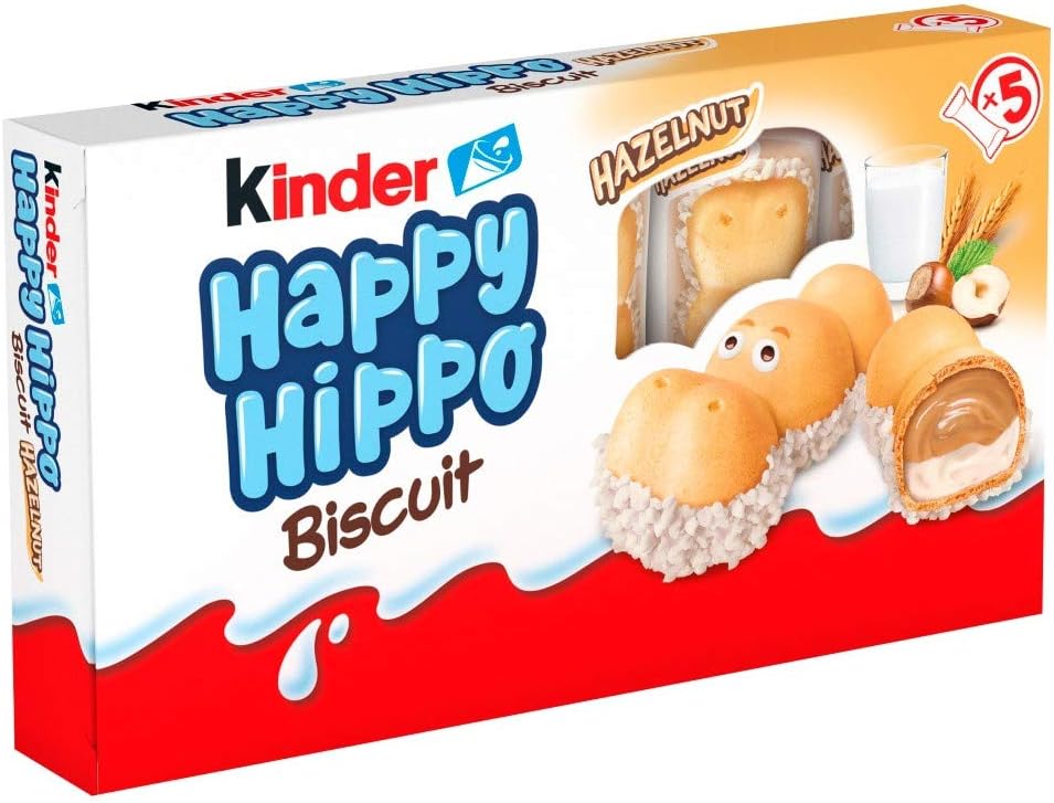 Kinder Happy Hippo Hazelnut Biscuit Wafer with Milk and Hazelnut Filling, 10 Packs of 5 Biscuits (50 Total) 4
