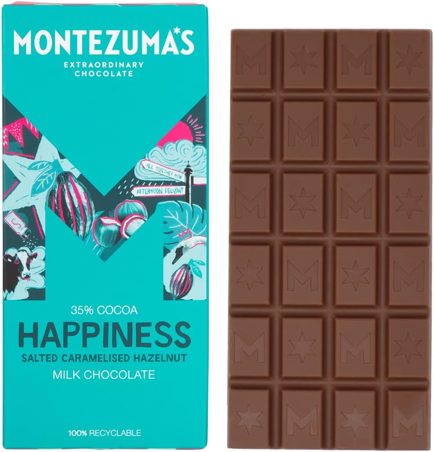 Montezuma - Happiness 35% Cocoa Milk Chocolate with Salted Caramelised Hazelnuts 90g
