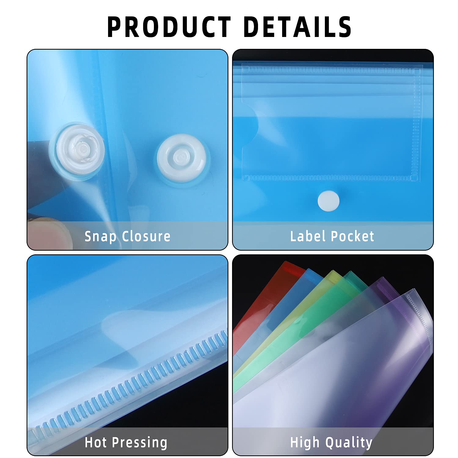 GoodtoU A4 Plastic Popper File Folders - 36 Pack, Waterproof, Assorted Colours 4