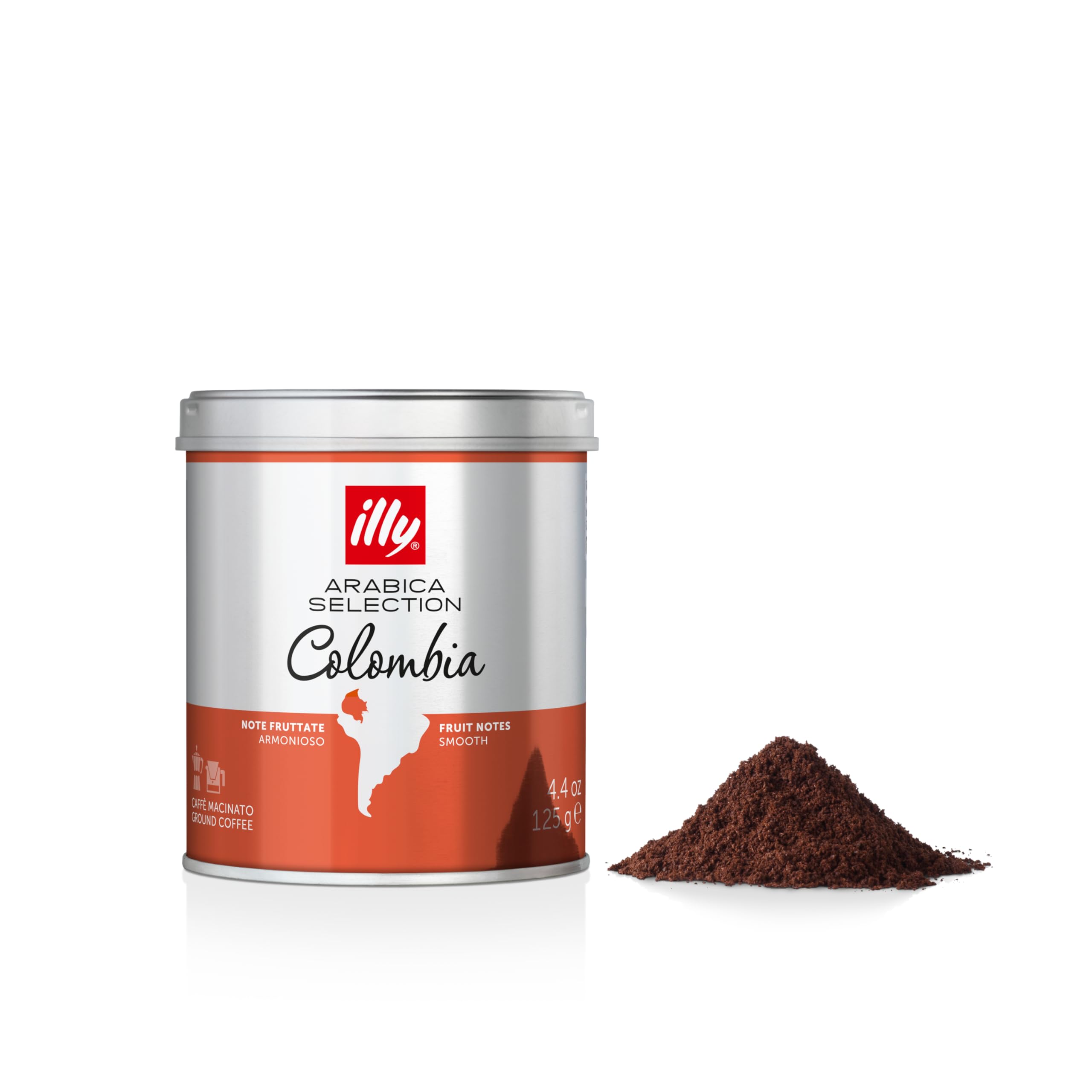 illy - Colombia Ground Coffee - Medium Roast - 100% Arabica - Single Origin - Ideal for Moka Pots & Filter - 125g Tin