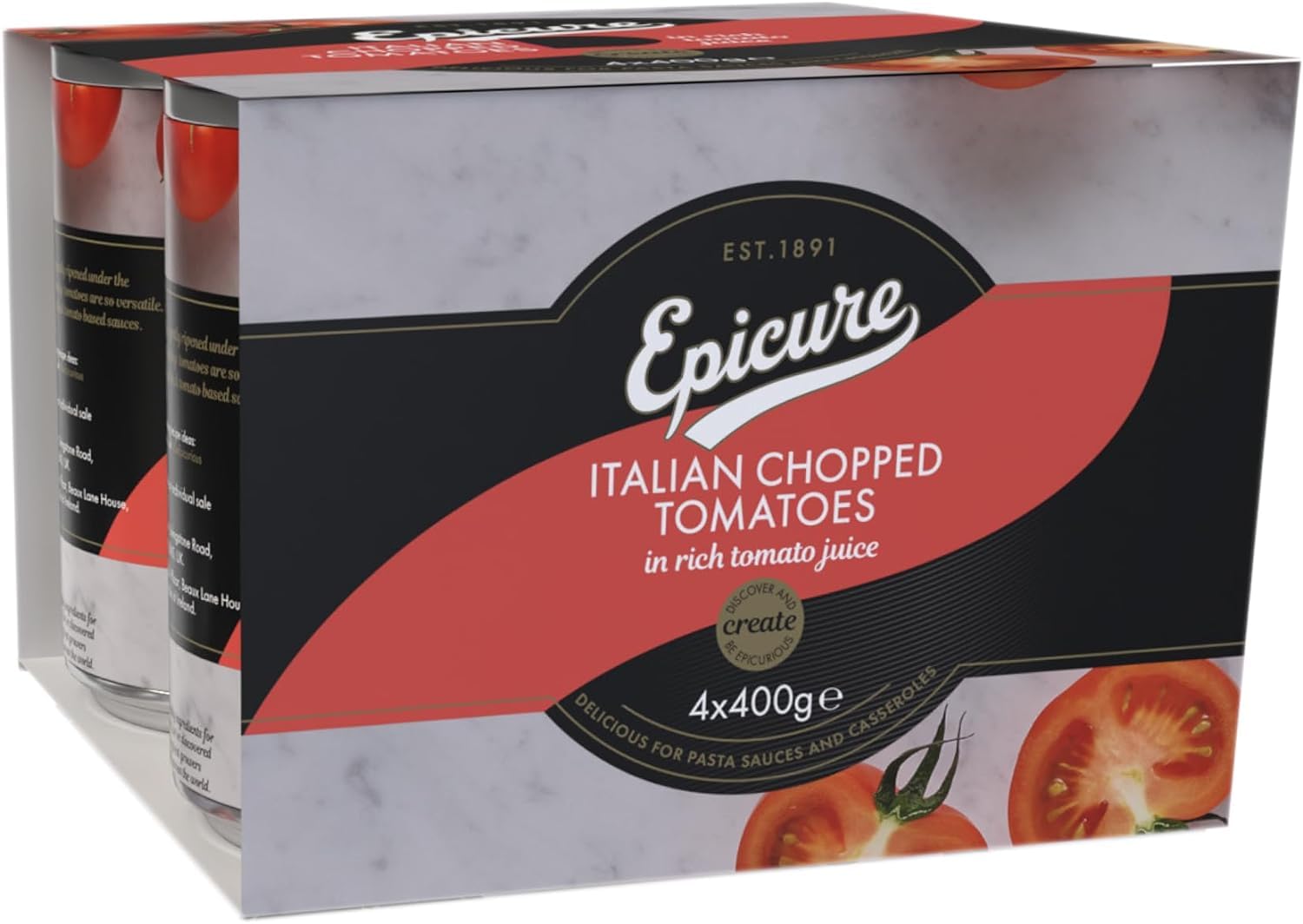 Epicure - Italian Chopped Tomatoes in Rich Tomato Juice 400g Multipack (4 Tins)
