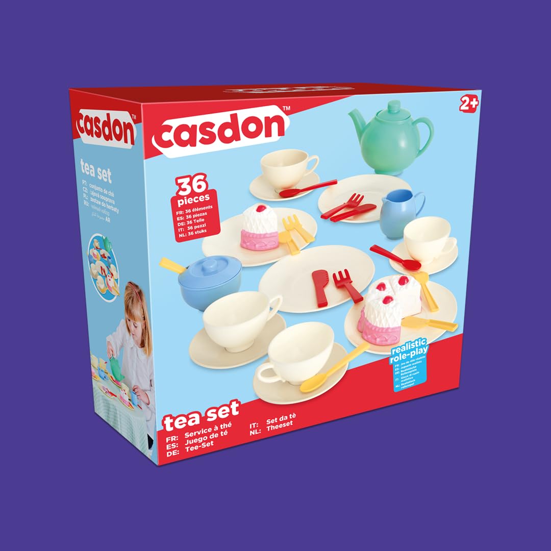 Casdon 33-Piece Tea Set - Pretend Play Toy for Ages 3+ 6