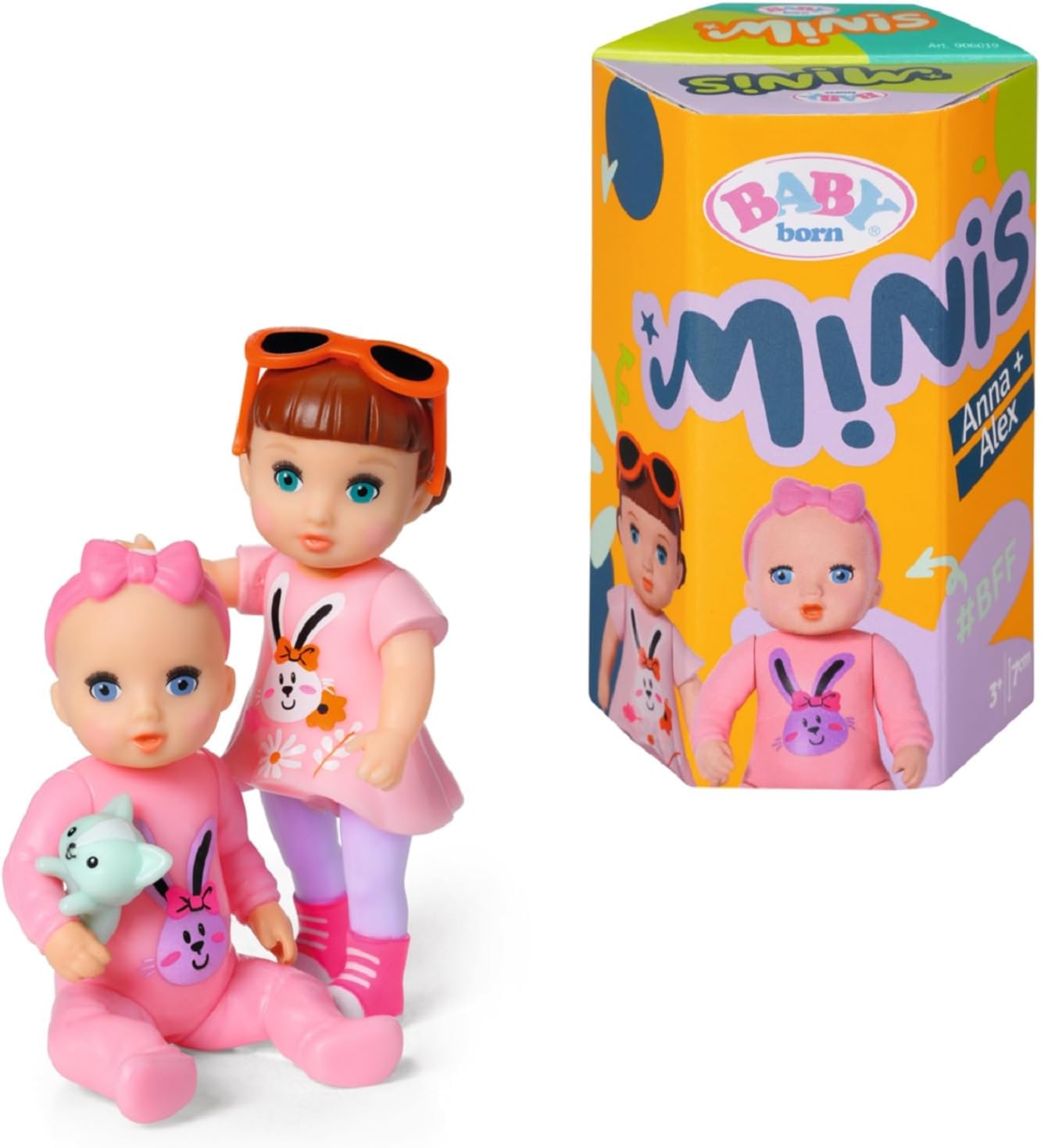 BABY born Minis Online Double Pack - Alex and Anna 6.5cm & 7cm Colour Changing Dolls with Accessories
