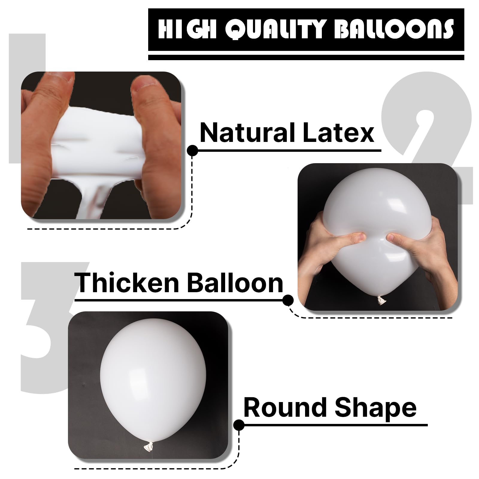PartyWoo White Balloons 102 pcs - 18, 12, 10, 5 Inch Latex Balloon Set for Party Decorations 3