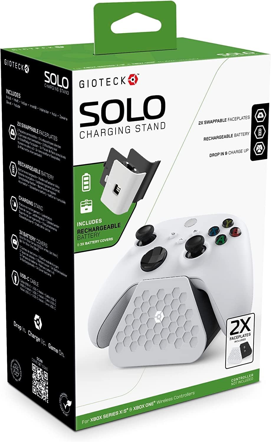 Gioteck Solo Charging Stand for Xbox Series X|S & Xbox One Wireless Controller with Swappable Faceplates