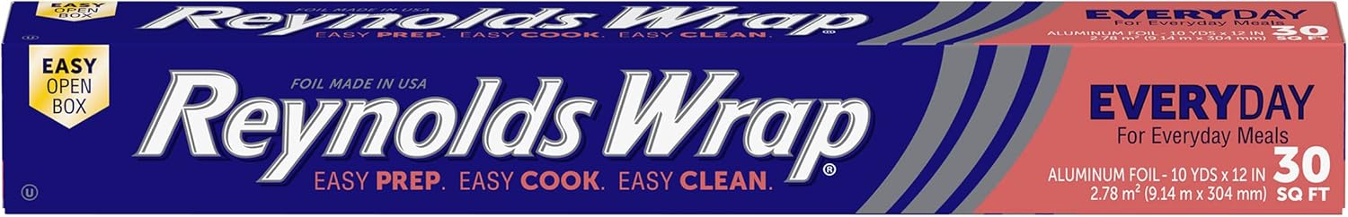 Reynolds Classic Kitchen Foil | 304mm x 9.14m Aluminium Foil Roll for Cooking, Baking & BBQ