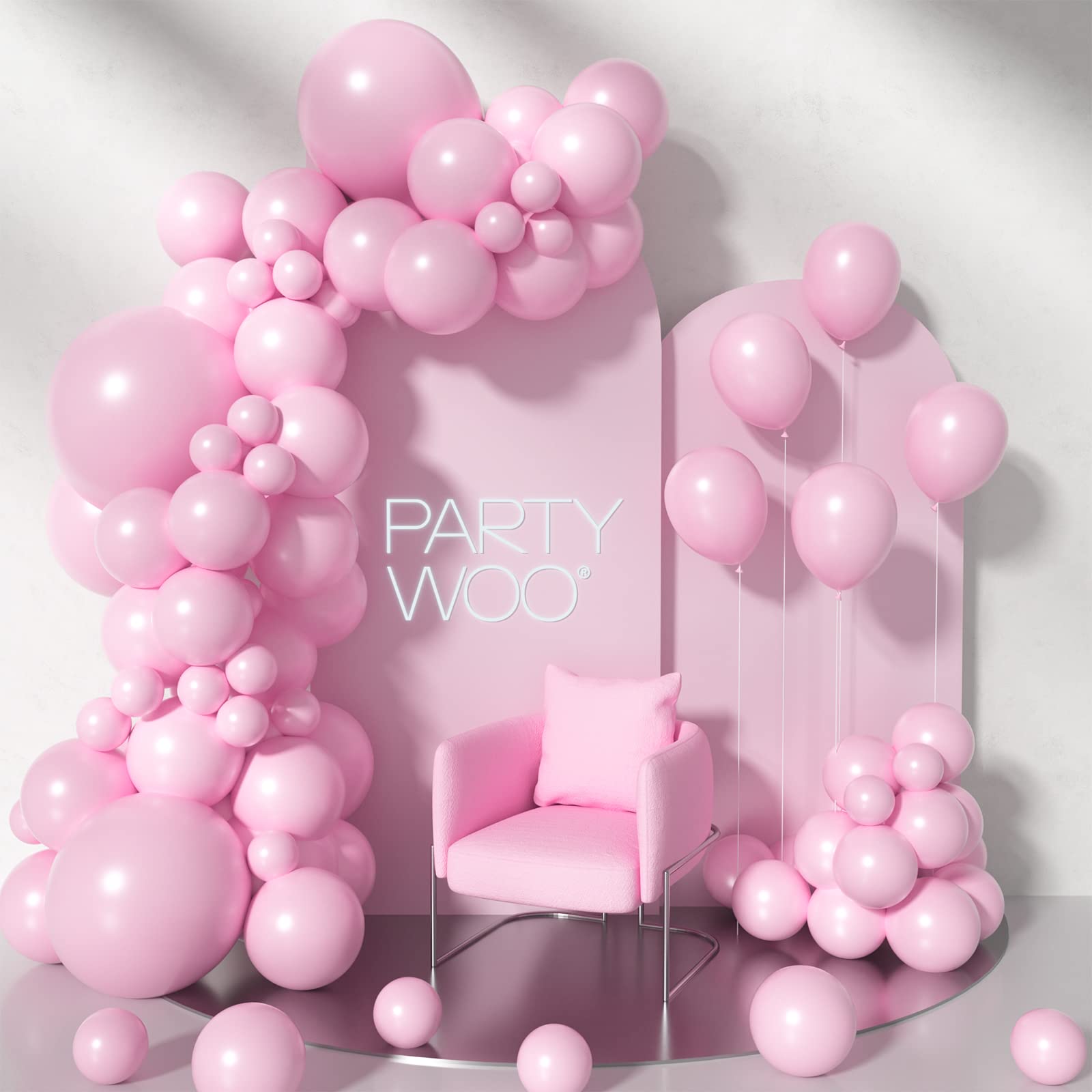 PartyWoo Light Pink Balloons 102 pcs - Different Sizes for Birthday & Party Decorations 4