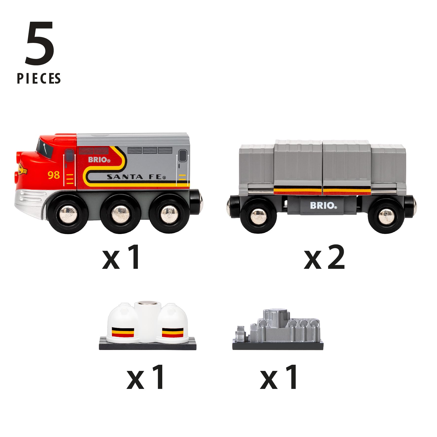 BRIO World 36089 Santa Fe Train - Wooden Railway Playset for Ages 3+ 3