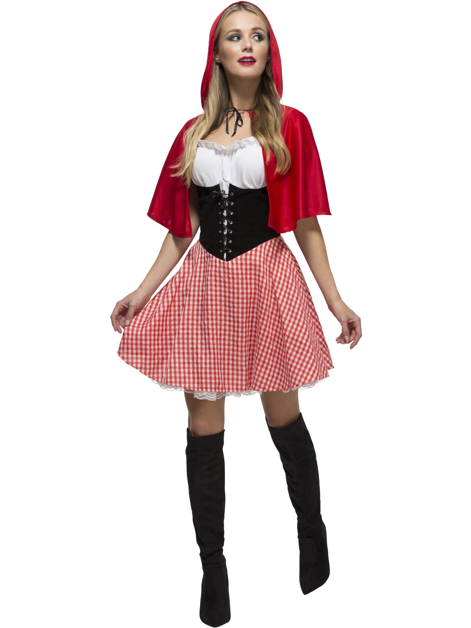 Smiffys Fever Red Riding Hood Costume - Dress & Hooded Cape for Women
