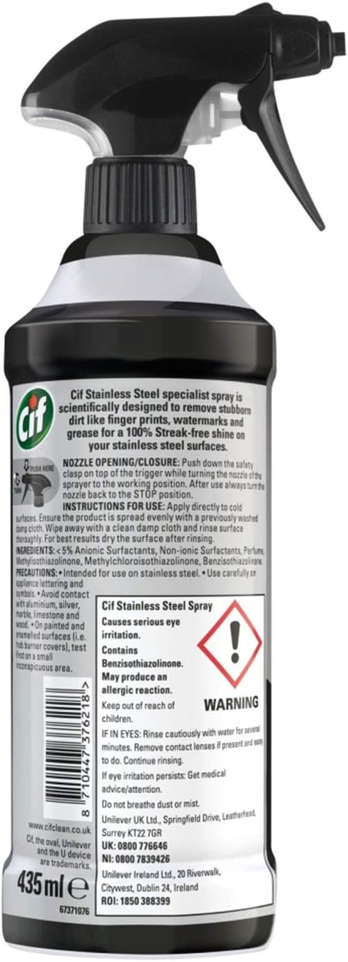 Cif Perfect Finish Stainless Steel Streak-Free Shine Spray, 435ml 4