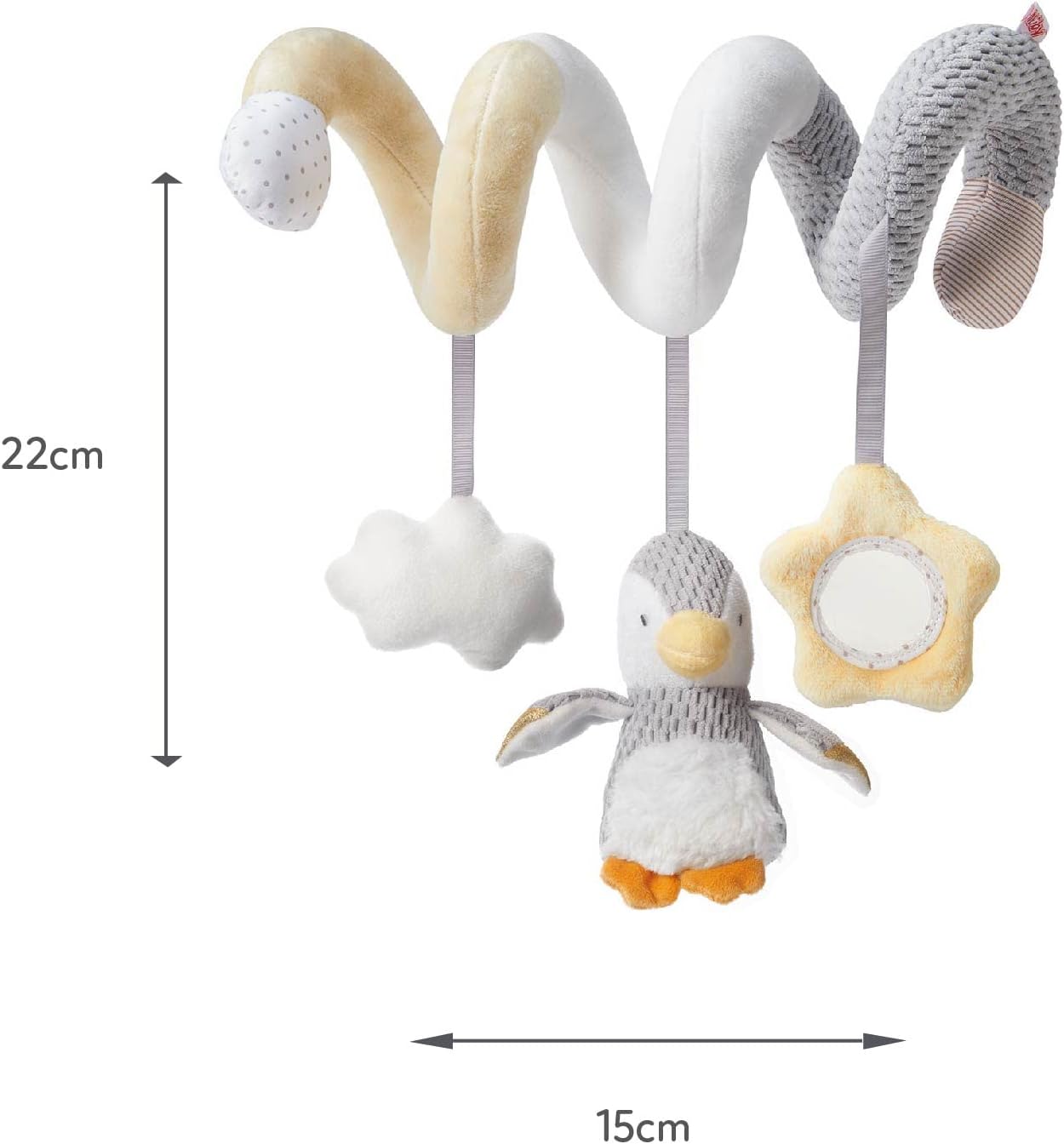 Nuby Penguin Activity Spiral Toy - Sensory Play for Pram, Car Seat & Highchair (0+ Months)