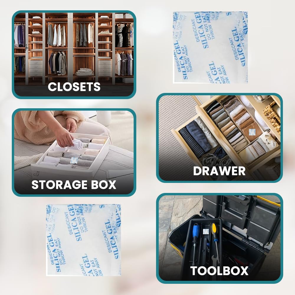 1ABOVE - 5g Silica Gel Sachets 60 Pack | Desiccant Bags for Moisture Absorption 5