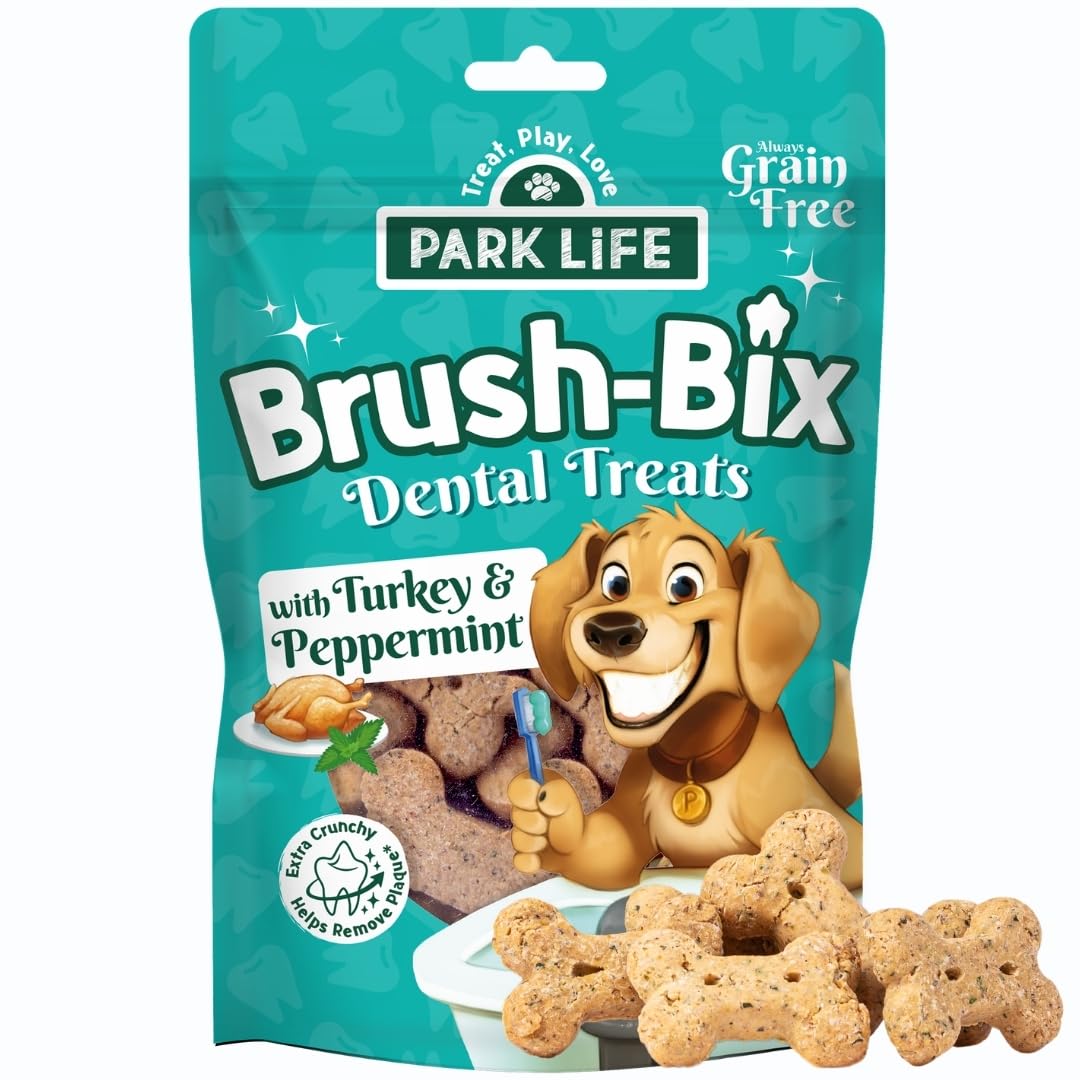 PARK LiFE Brush-Bix Dental Dog Treats Turkey & Pepper - Freshens Breath, Reduces Plaque & Tartar | 100g 1