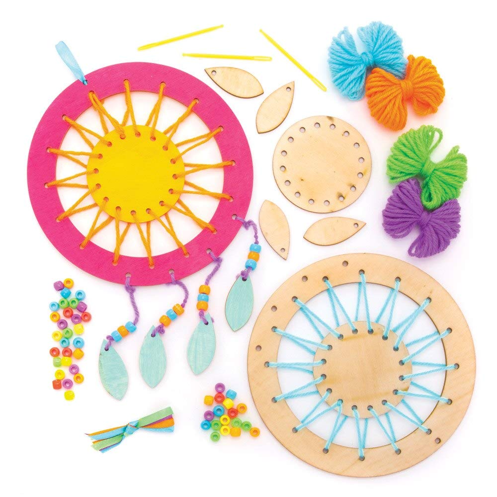Baker Ross AW601 Wooden Dream Catcher Kit - Arts & Crafts for Kids Ages 3+