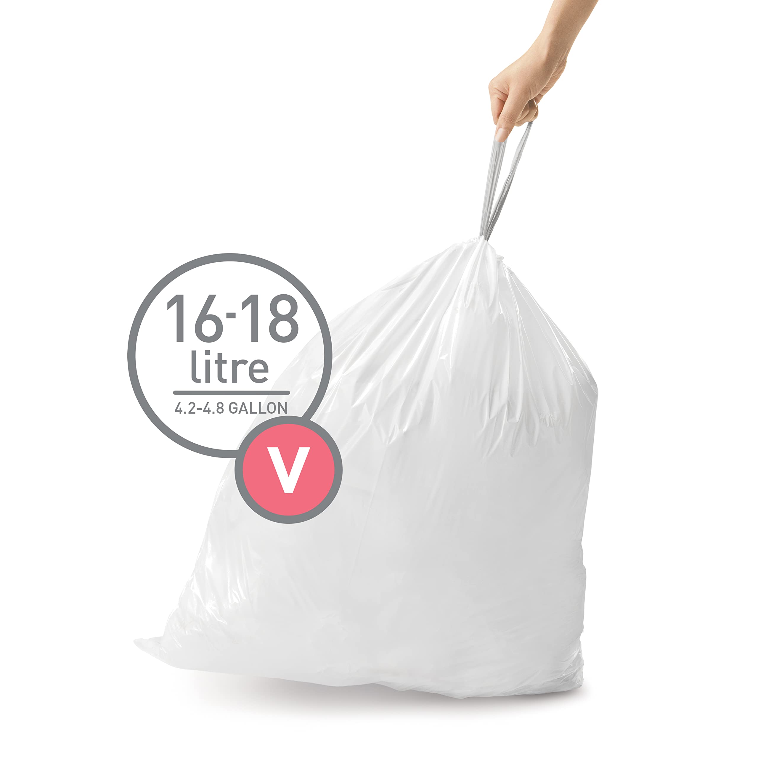 simplehuman CW0408 Code V Custom Fit Bin Liner Bulk Pack, White (60 Count) 3