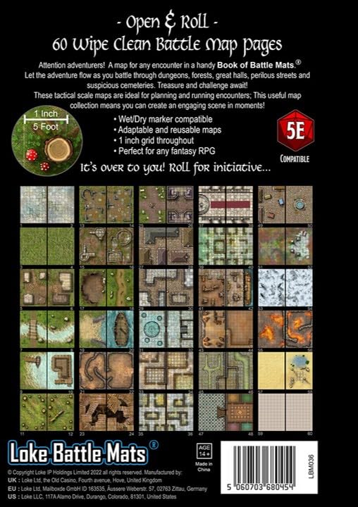 Loke Big Book of Battle Mats Revised - 60 Fantasy RPG Battle Maps for Tabletop Roleplaying