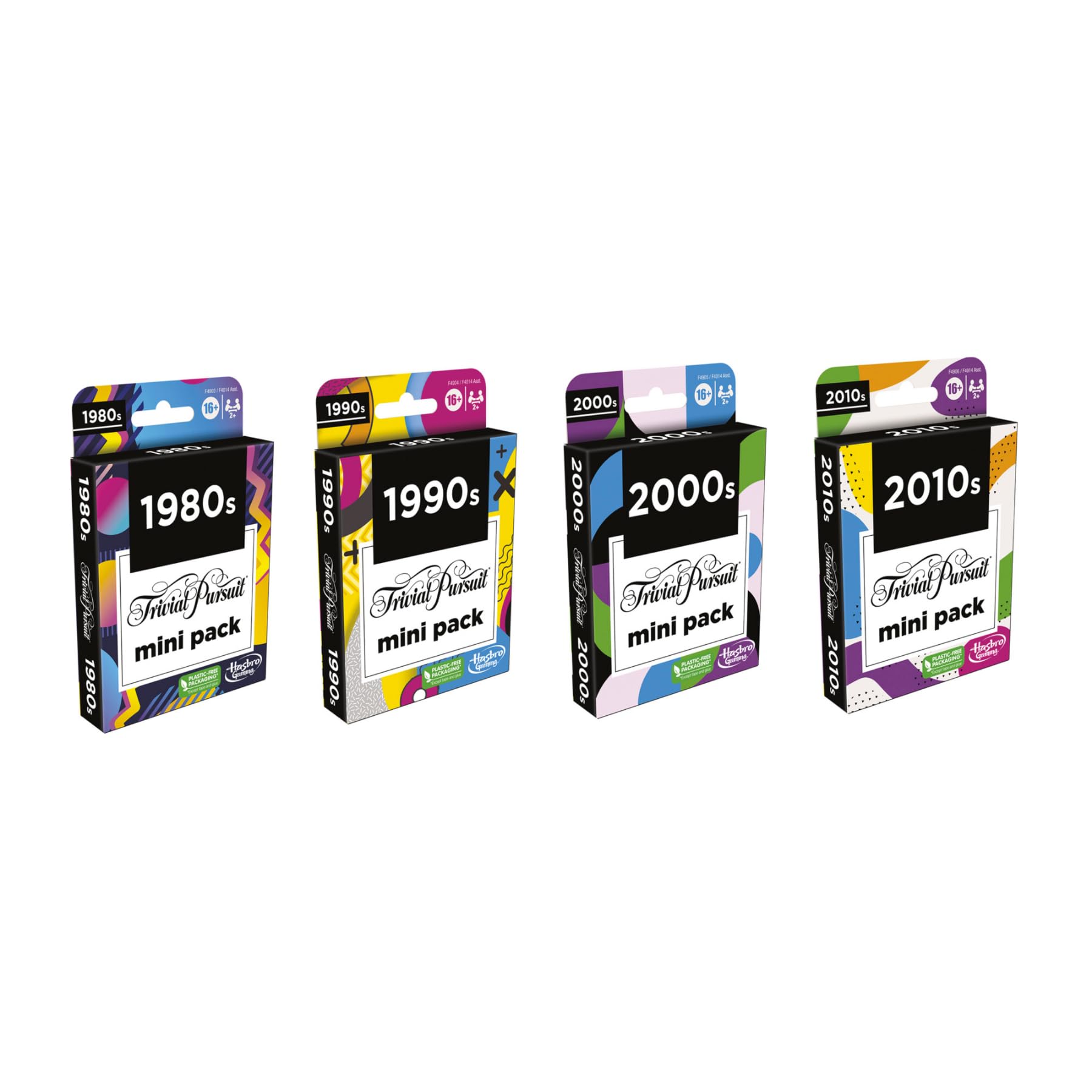 Hasbro Gaming Trivial Pursuit Mini Packs Multipack – 4 Decade-Based Trivia Card Games