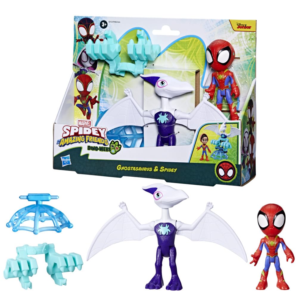 Spidey and His Amazing Friends Ghostasaurus & Spidey Action Figures 2-Pack - Hero Reveal & Dino-Webs Play for Ages 3+