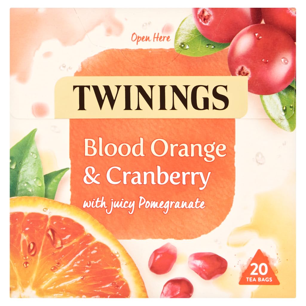 Twinings Blood Orange & Cranberry Fruit Tea, Pack of 20 Caffeine-Free Tea Bags