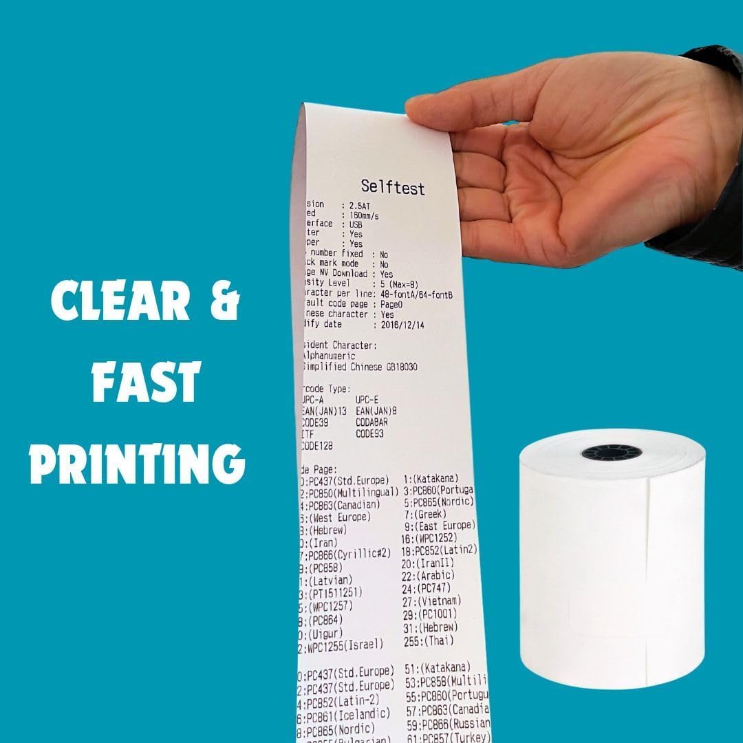 Double Dragon Premium Thermal Paper Till Rolls - 57x57mm, Box of 20 Rolls | BPA-Free 3