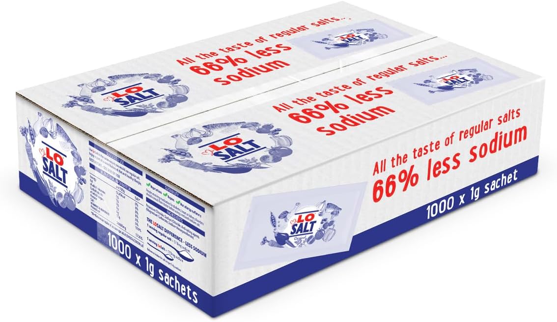 LoSalt 1g Sachet (Pack of 1000) - Low Sodium Salt Alternative with Potassium Chloride