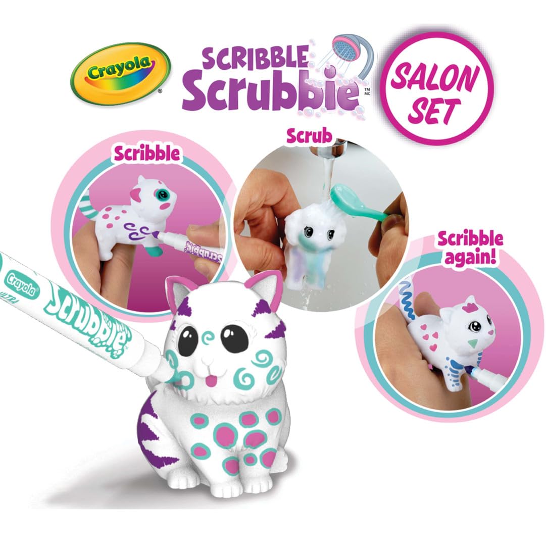 Crayola Pets Beauty Salon Playset - Flocked Dog & Cat Figurines with Washable Markers 11