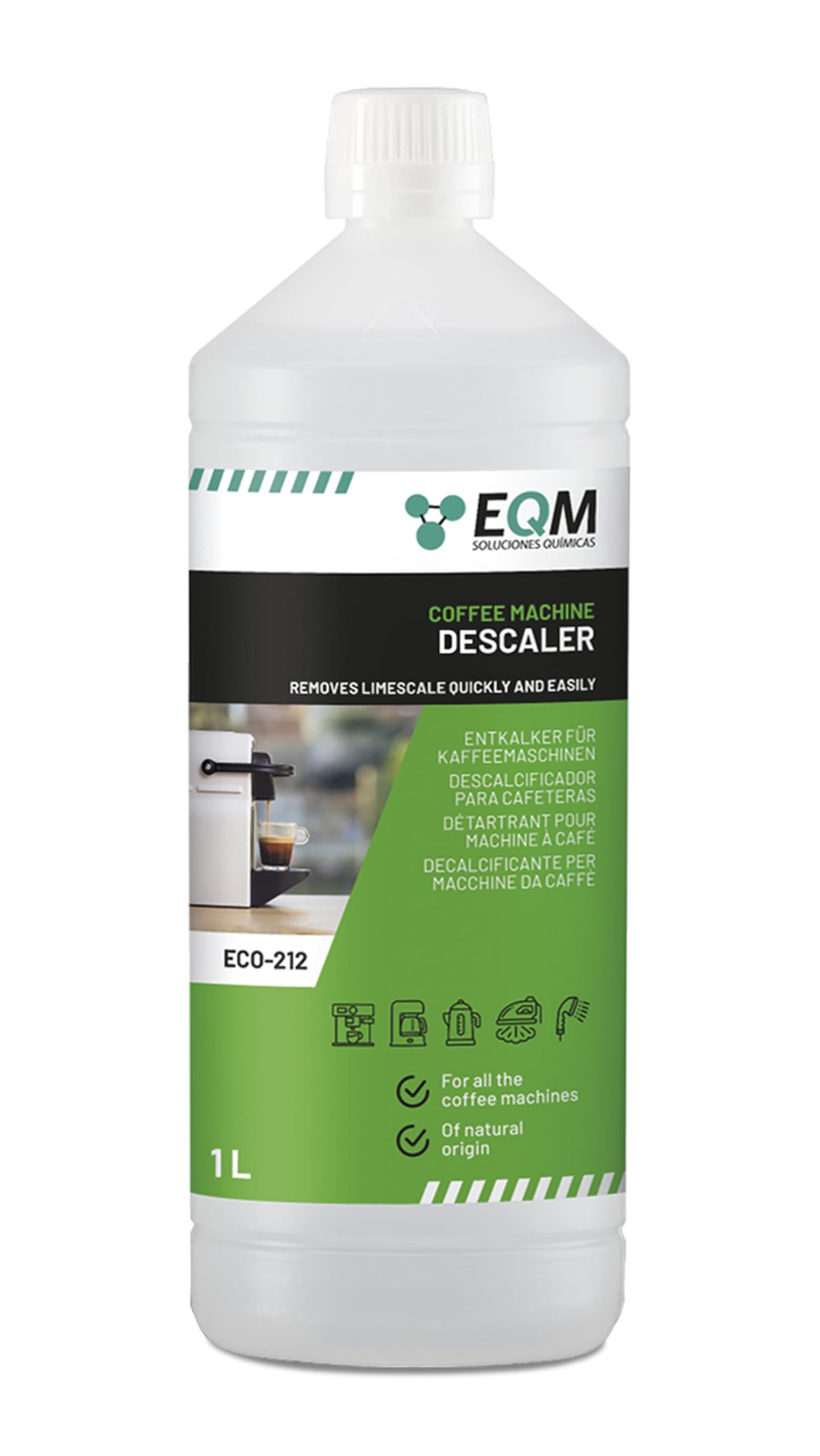 EQM - ECO-212 Coffee Machine Descaler - 1L - 100% Natural Origin with Citric Acid