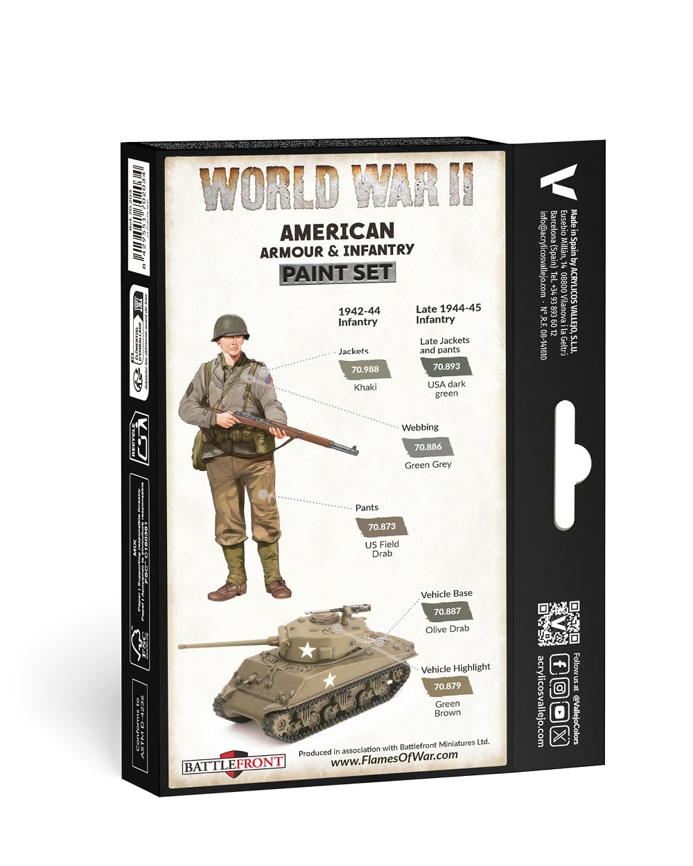 Vallejo Model Color Set - WWII American Armour & Infantry Paints, 17 ml (Pack of 6) 4
