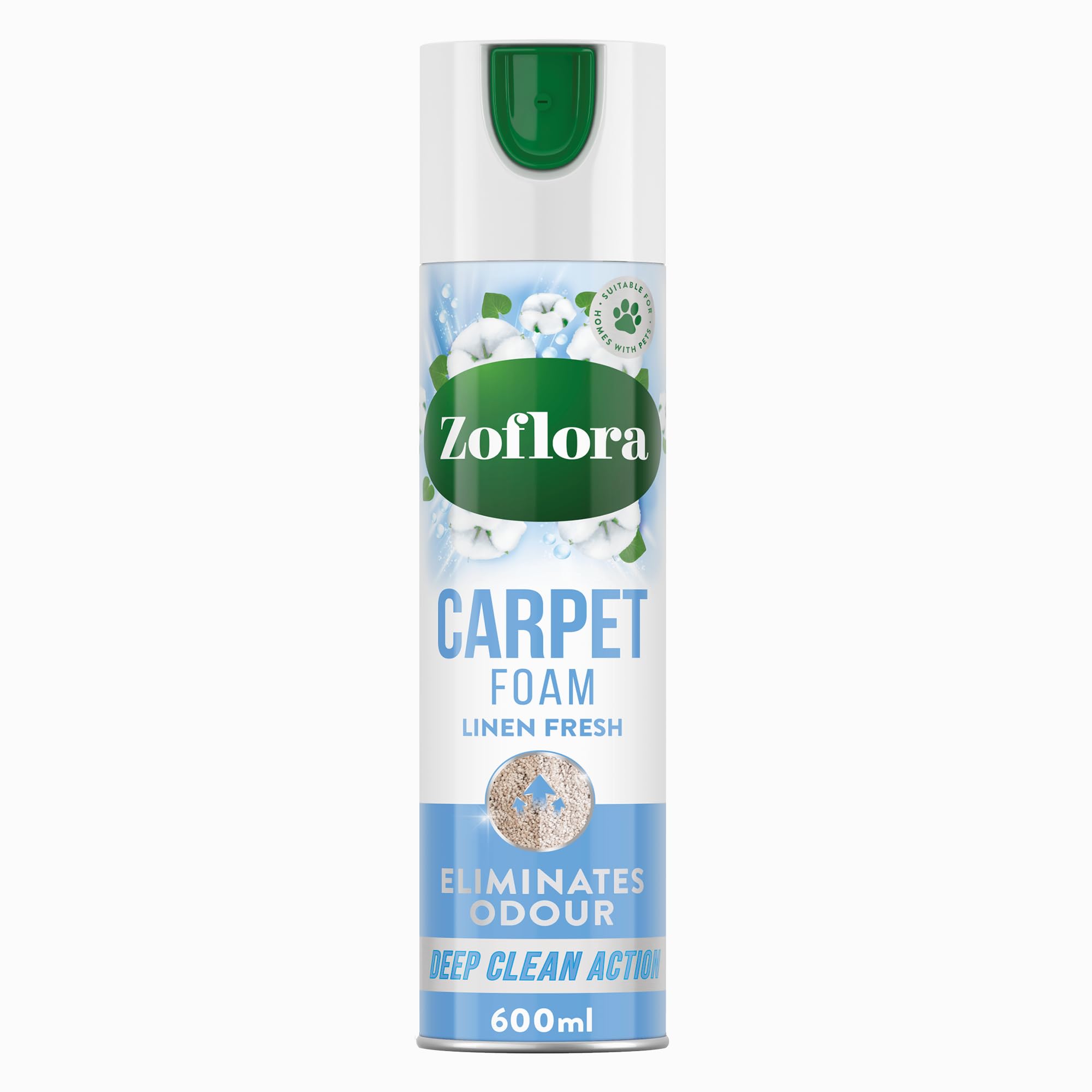 Zoflora Linen Fresh Carpet Freshener & Care Foam, 600ml - Carpet Cleaner with Deep Clean Action & Odor Elimination