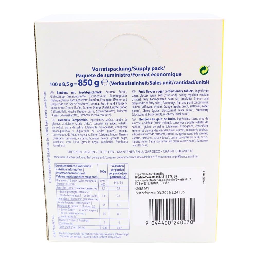 PEZ Mixed Fruit Flavoured Refill Box, Vegan Retro Sweets, 850 g 3