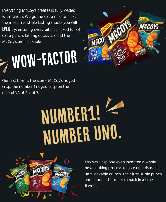 McCoys Salt & Malt Vinegar Grab Bag Crisps 45g (Multipack of 36) - Ridges Range 6