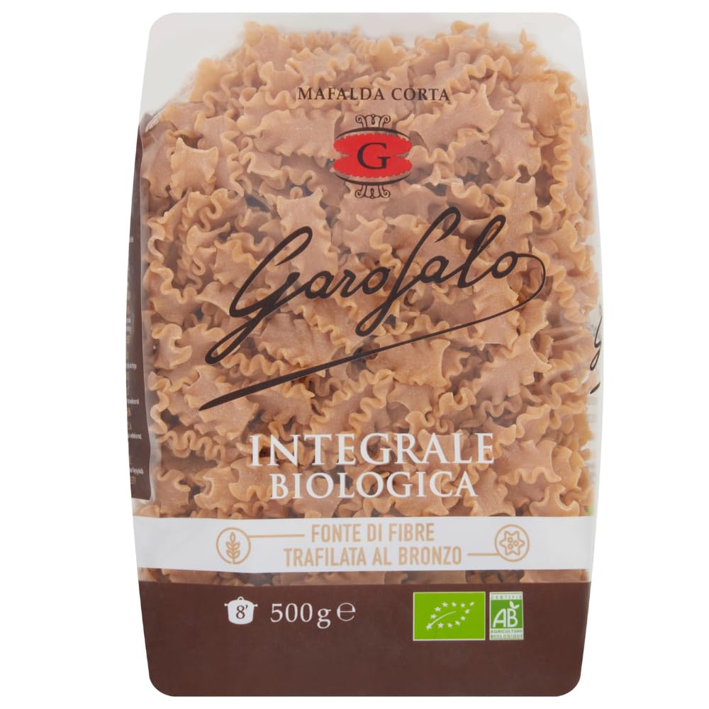 Garofalo Wholewheat Organic Mafalda Corta Italian Pasta - 500g, High Fibre | Cooks in 11 Mins