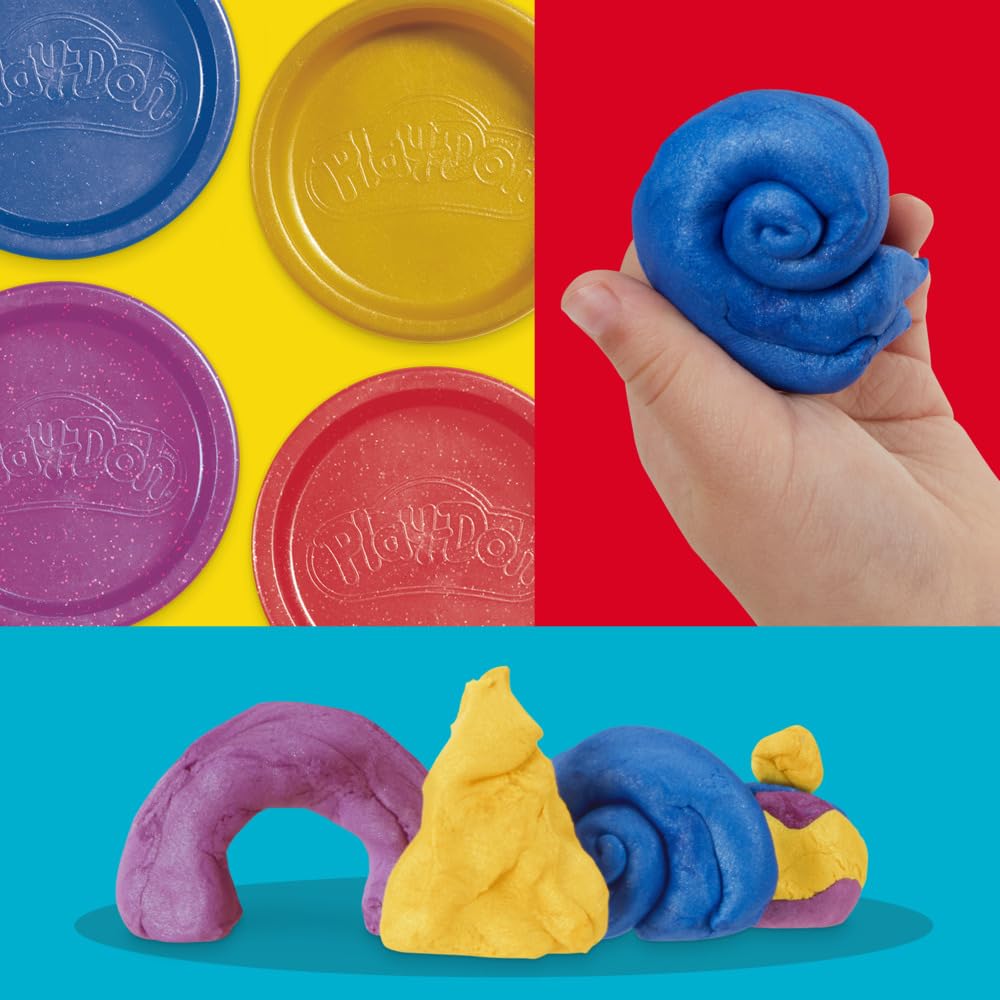 Play-Doh 4-Pack Shimmer Metallic Compound - Sparkly Modeling Clay for Kids 2+ 5