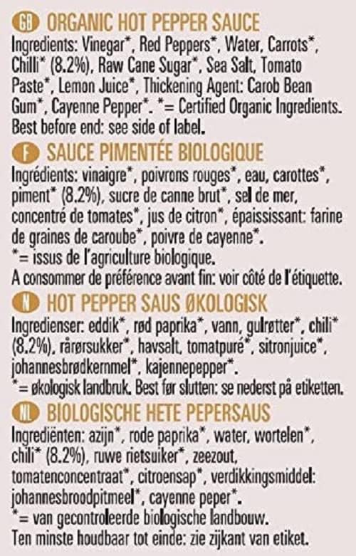 Biona Organic Hot Pepper Sauce 140ml - Gluten Free, Vegan Chilli Sauce 5