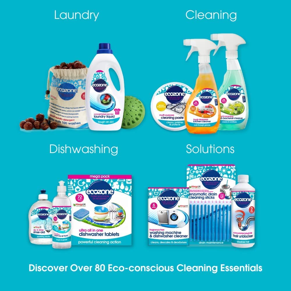 Ecozone Cool Cucumber & Apple Washing-Up Liquid - Concentrated Formula, Tough on Grease | 500ml