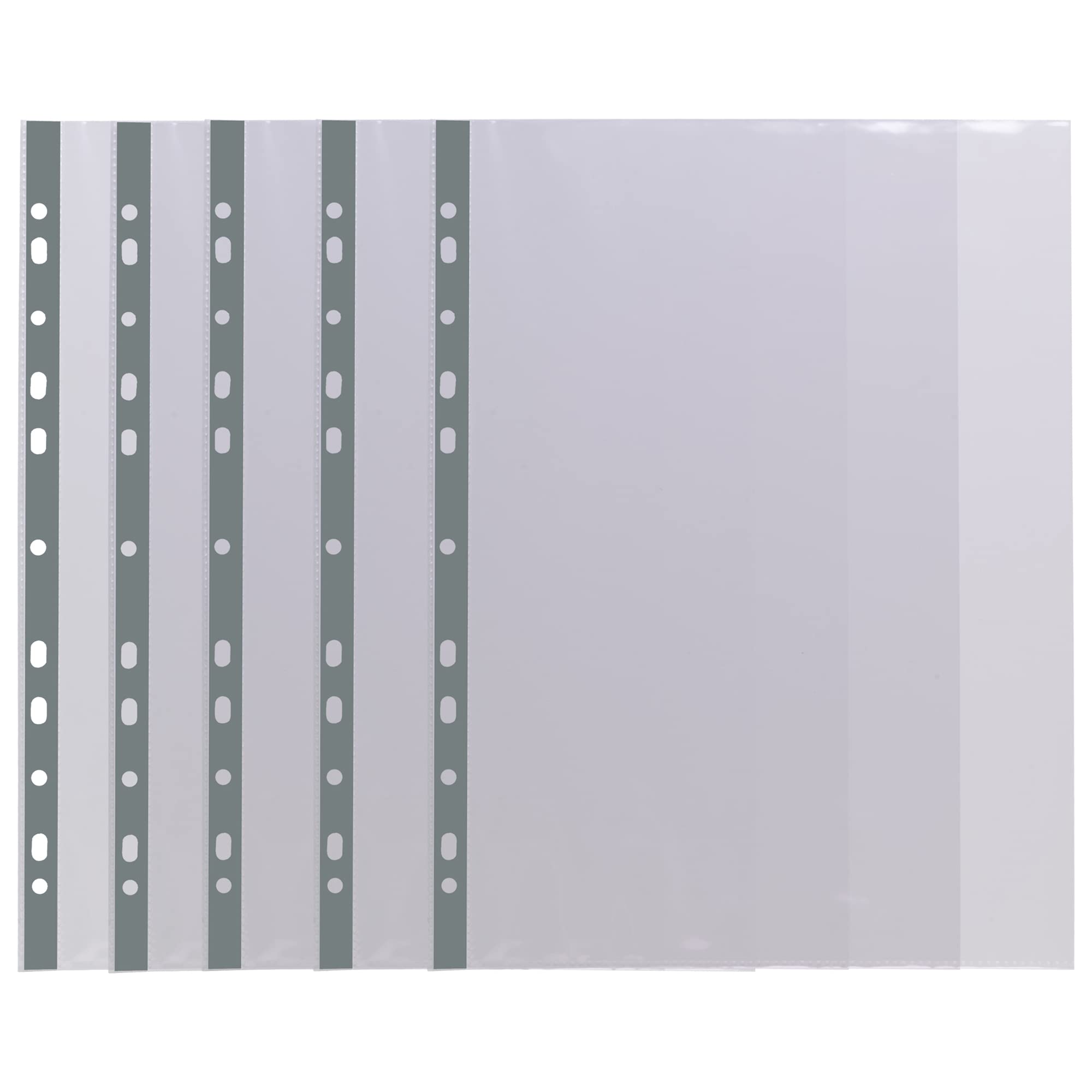 eco-eco Premier Multi Punched File Pockets - A4 Size, Glass Clear, 100 Pack | 100% Recycled