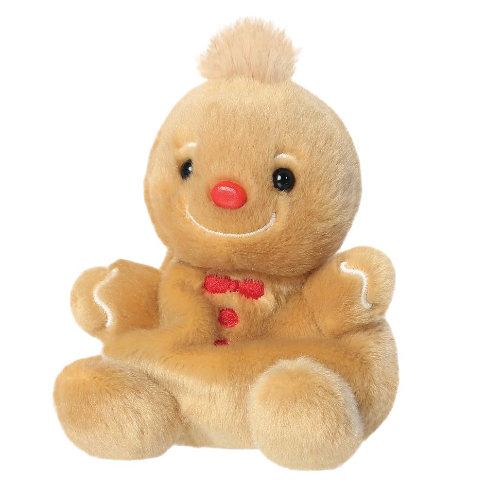 Palm Pals Gino Gingerbread Man Soft Toy - 13cm Bean-Filled Plush, Brown 7