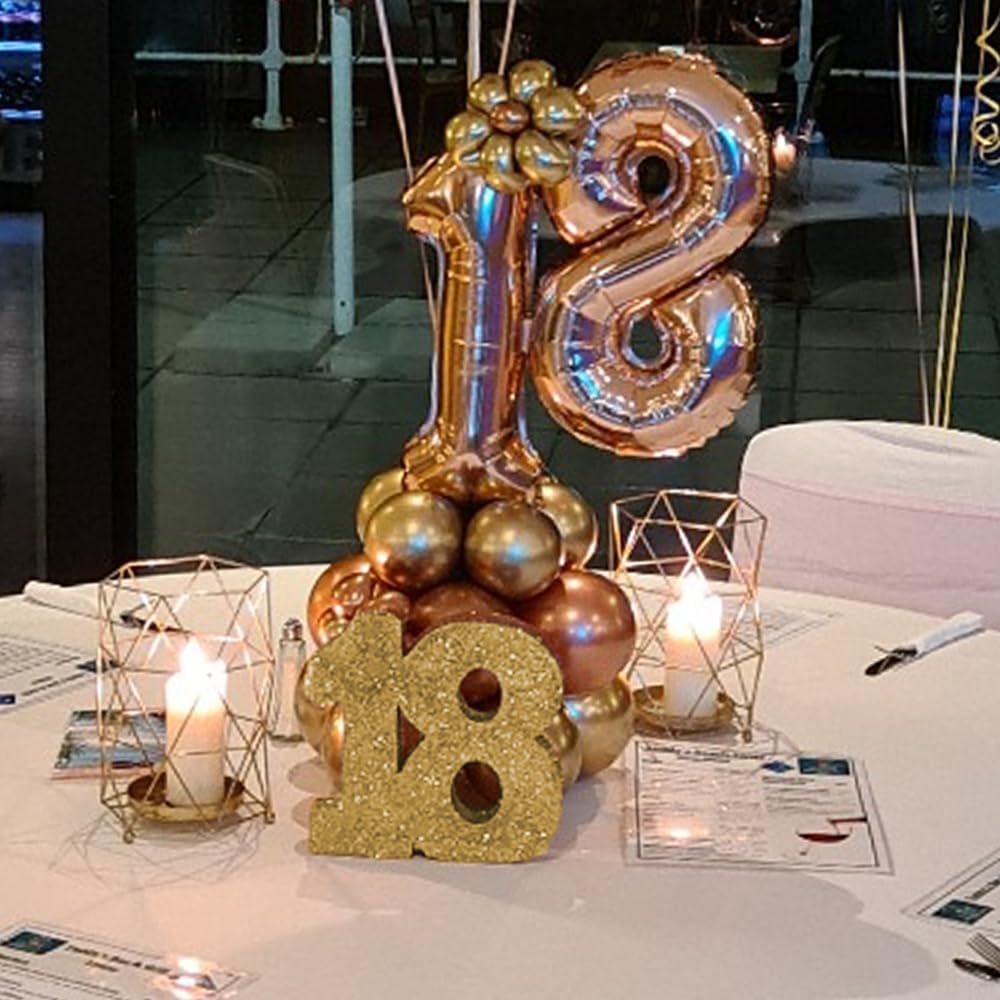 H100 Gold Glitter Number 18 Table Decoration - Sparkling Reusable Centrepiece 6