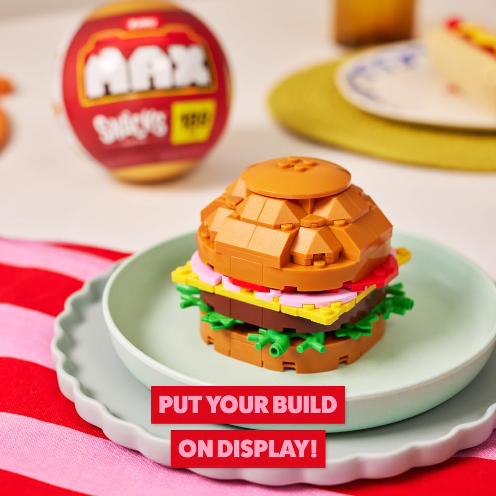 MAX Premium Snacks Building Bricks - Hamburger Collectible Toy Set for Ages 3+ 4