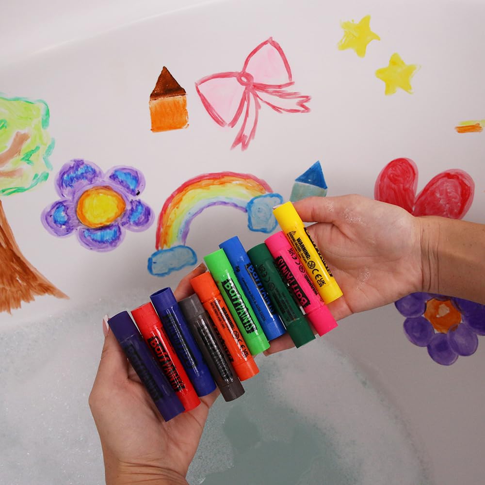 ZIMPLI 10 x Large Baff Paint Sticks - Stain Free Bath Crayons for Kids | Wax Material 3