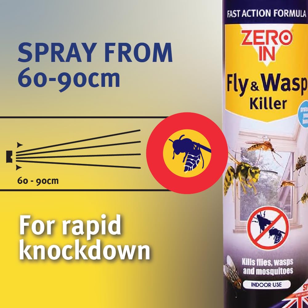 Zero In Fly and Wasp Killer - 300 ml Aerosol Spray for Flying Insects 4