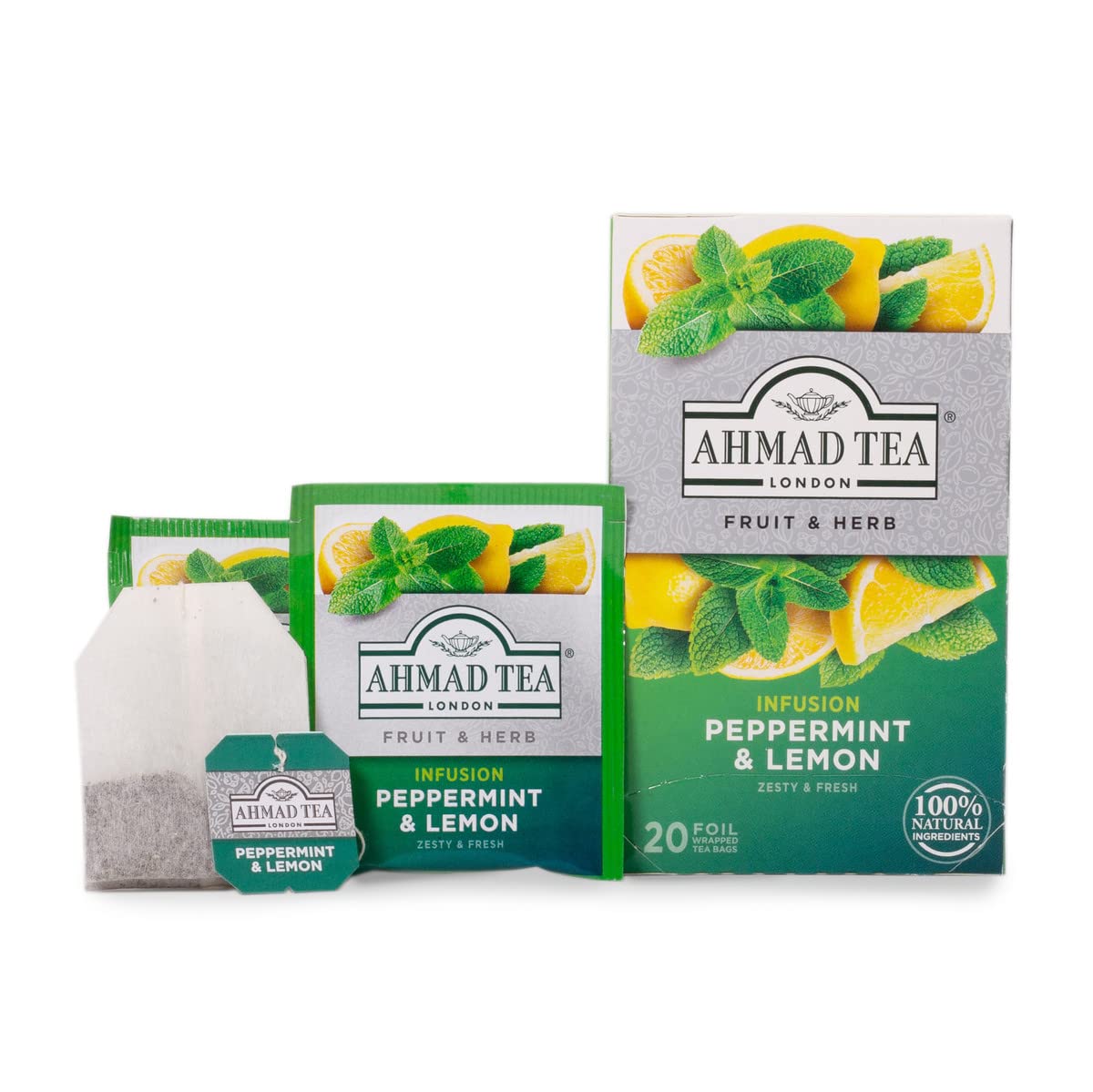 Ahmad Tea Peppermint & Lemon Fruit & Herbal Infusion - 20 Tea Bags