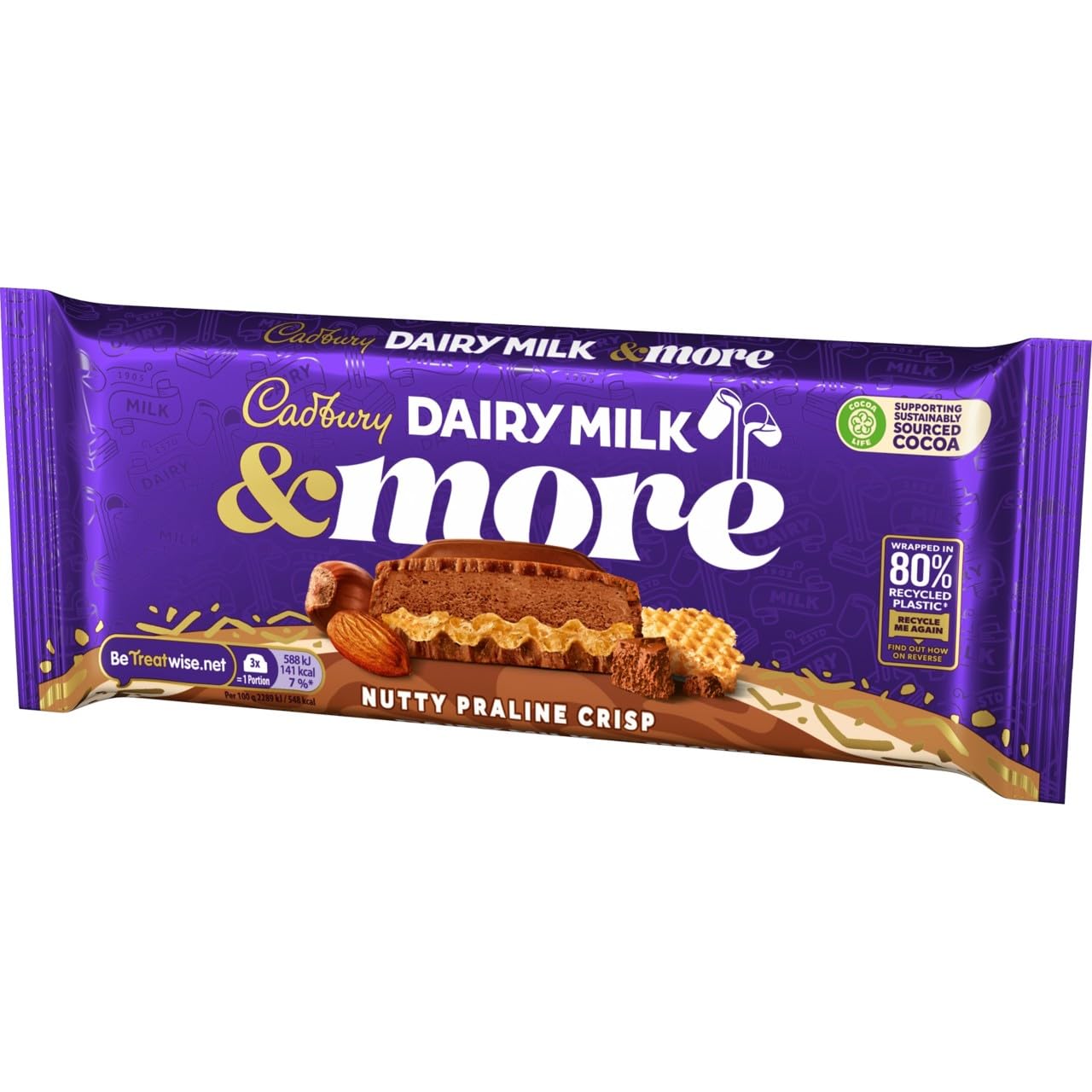 Cadbury Dairy Milk & More Nutty Praline Crisp Chocolate Bar, 180g 9