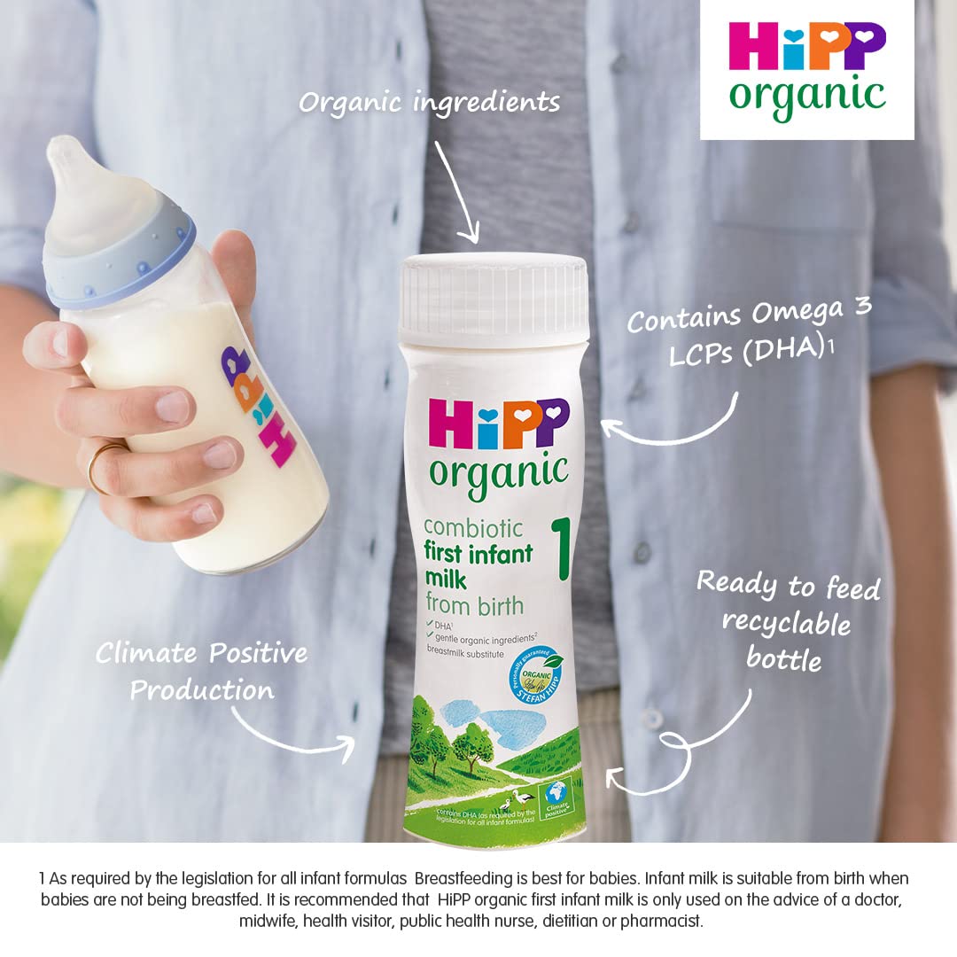 HiPP Organic 1 First Milk Ready to Feed 200ml (Pack of 6) 3